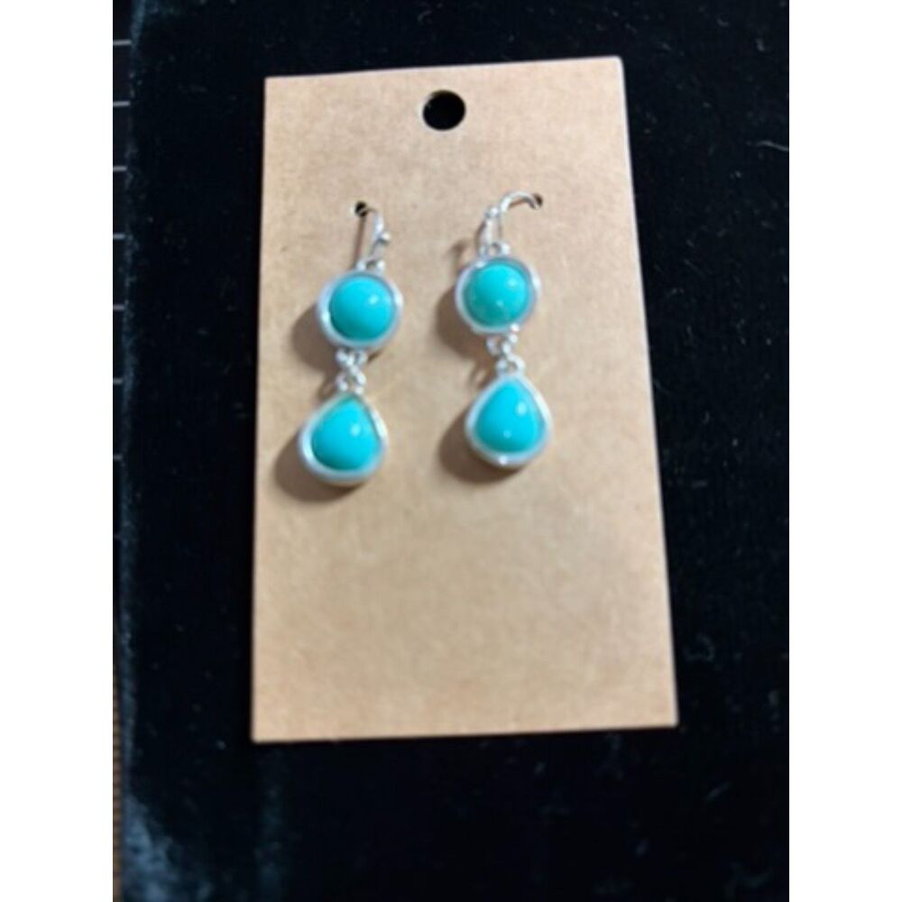 LC silver and blue dangle earrings